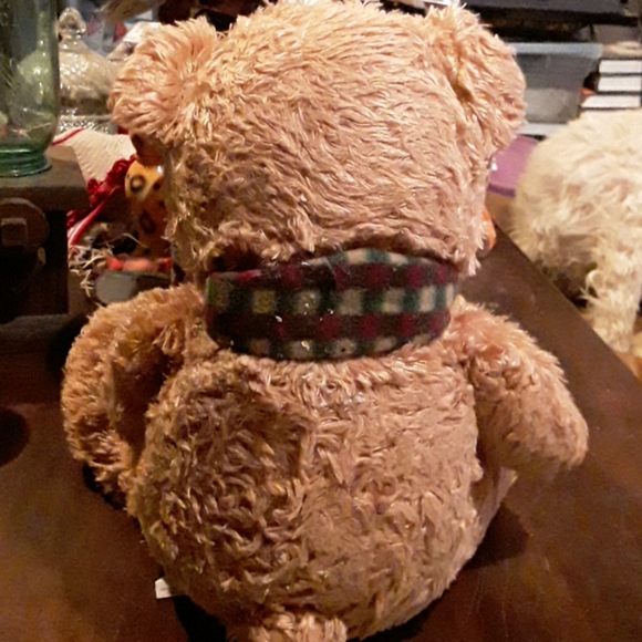 Teddy  Bear  stuffed . Plaid  Scarf. - Picture 2 of 2
